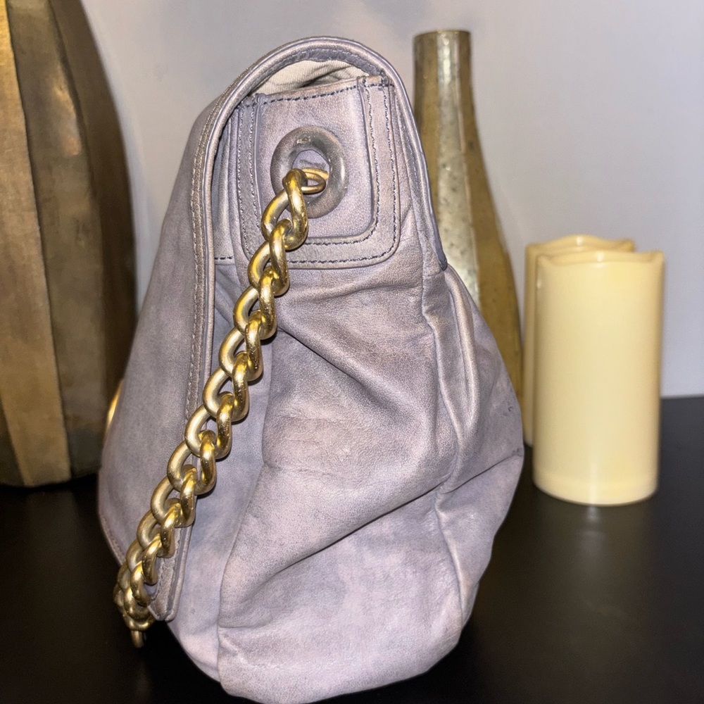 Tory Burch Distressed Gray Leather Shoulder Bag - Picture 6 of 10